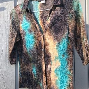 Lightweight button down Bohemian style shirt.